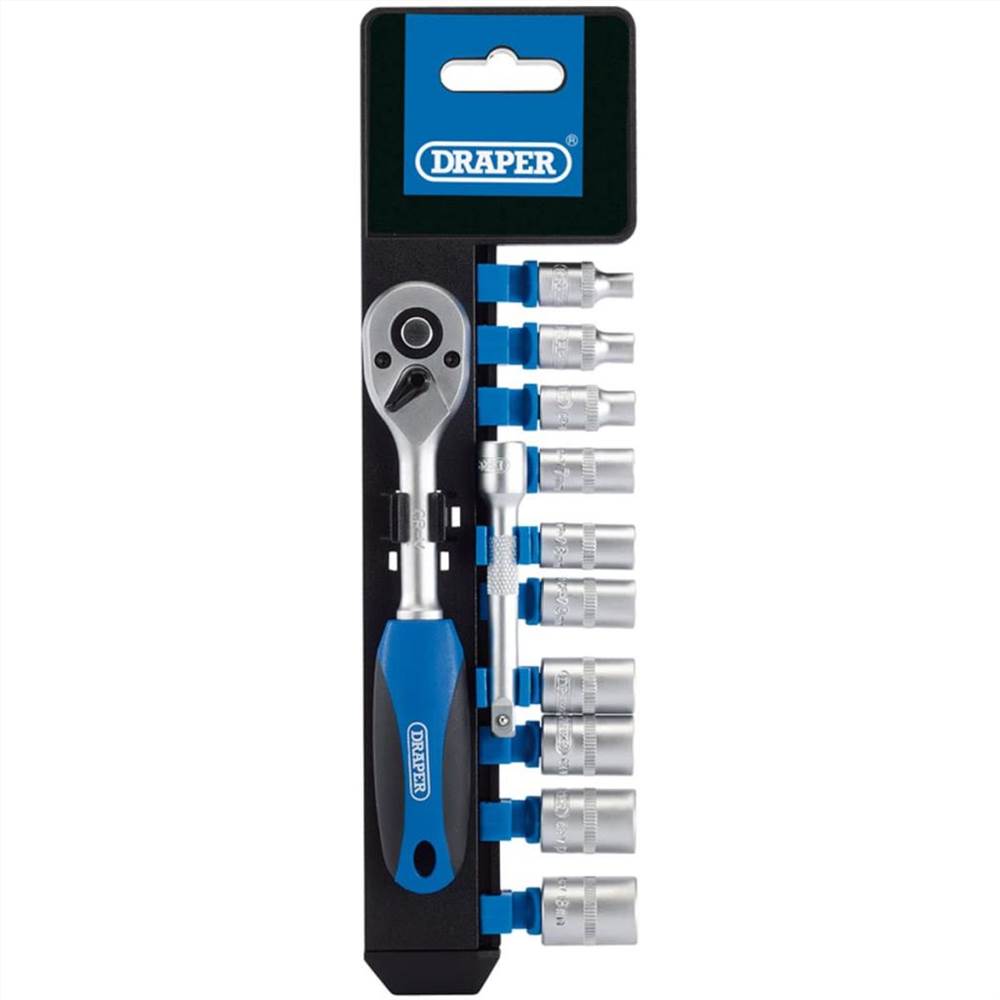 Draper Tools 12 Piece Metric Socket and Ratchet Set 1/4" 16369