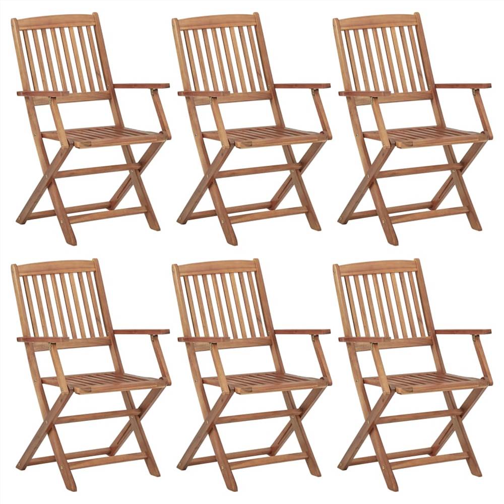 

Folding Garden Chairs 6 pcs Solid Acacia Wood