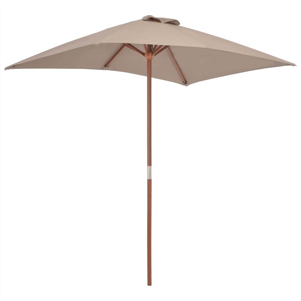 Outdoor Parasol with Wooden Pole 150x200 cm Taupe