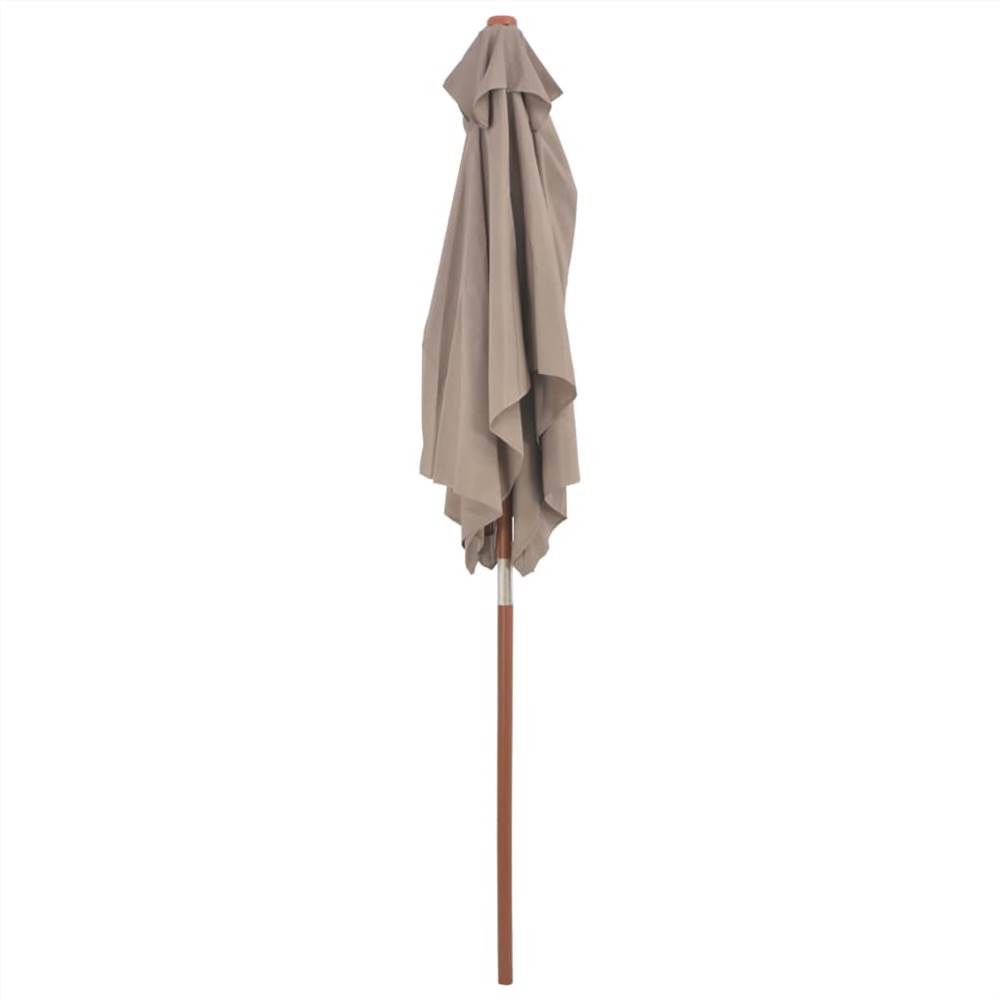 Outdoor Parasol with Wooden Pole 150x200 cm Taupe