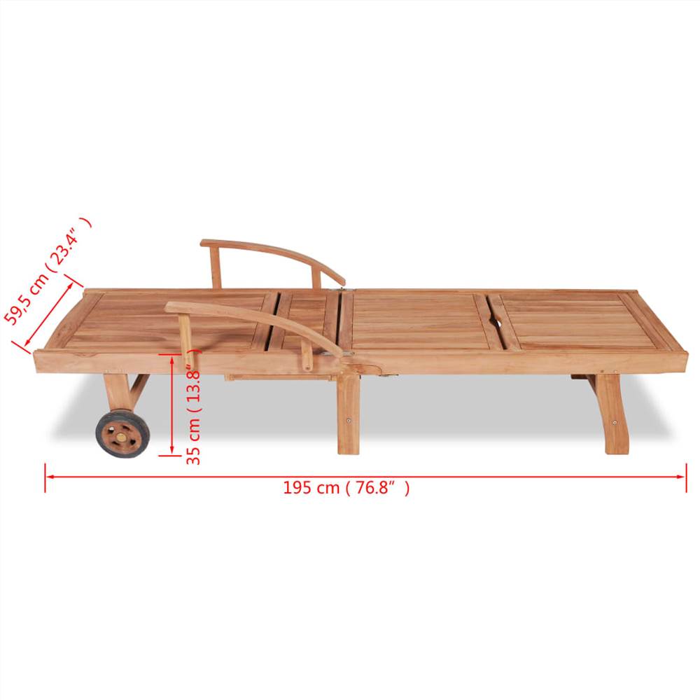 Sun Lounger Solid Teak Wood