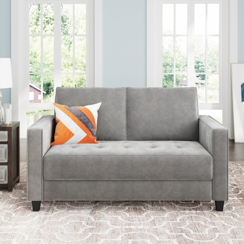 

Orisfur 2-Seat Velvet Upholstered Sofa Set with Armrests and Backrest for Living Room, Bedroom, Office, Apartment - Gray