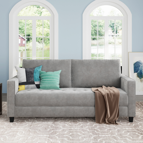 

Orisfur 3-Seat Velvet Upholstered Sofa Set with Armrests and Backrest for Living Room, Bedroom, Office, Apartment - Gray