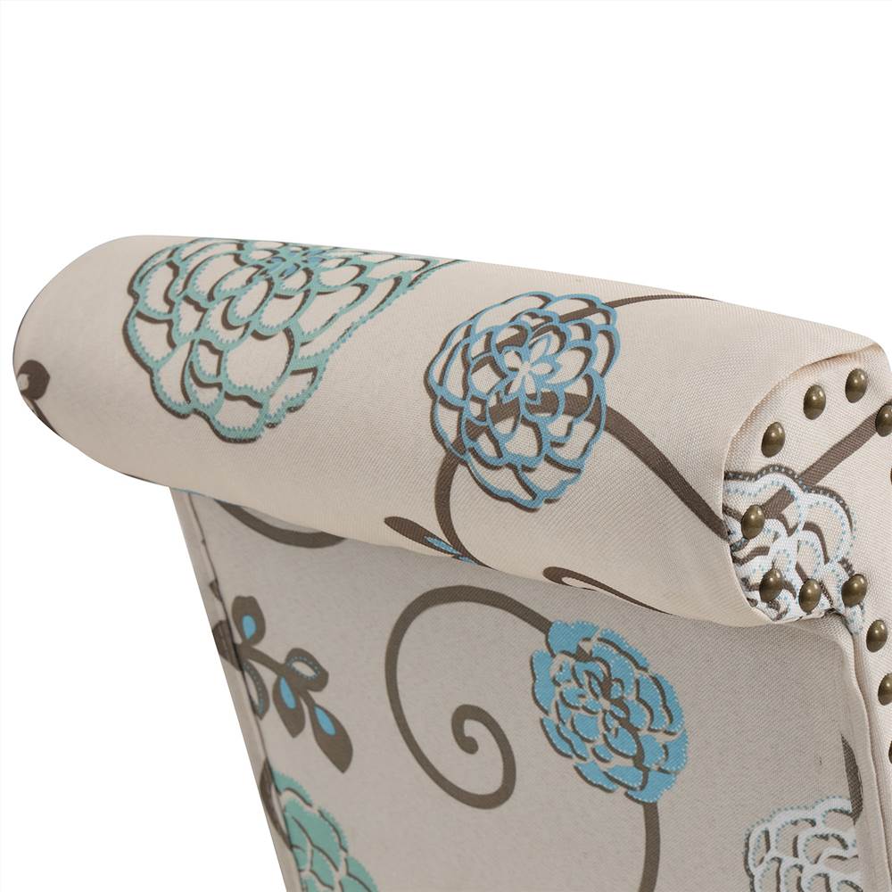 Linen Upholstered Dining Chair Set Of 2, With Backrest And Rubber Wood Feet, For Kitchen, Living Room, Bedroom, Office, Cafe - Flower 11 DINNING CHAIR