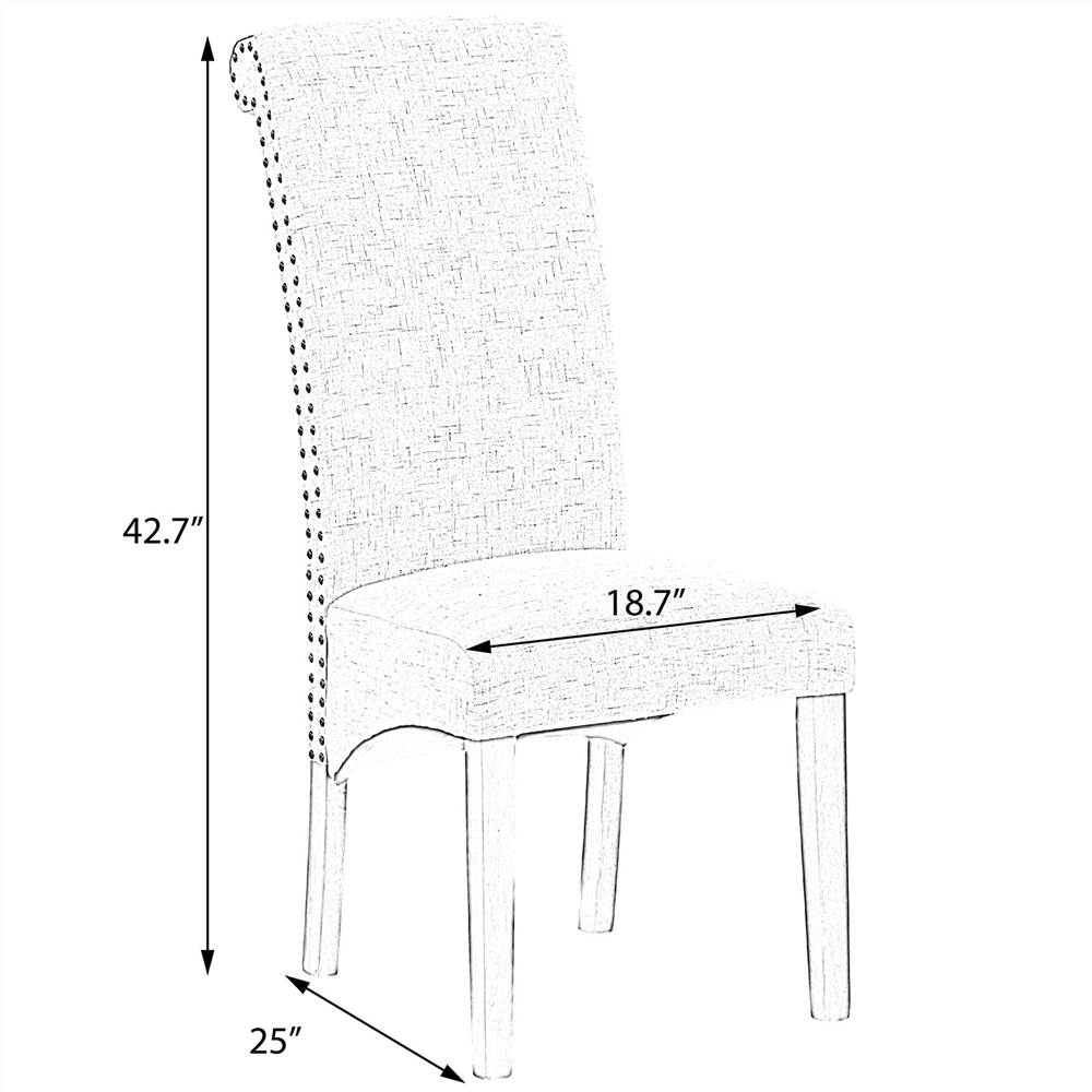 Linen Upholstered Dining Chair Set Of 2, With Backrest And Rubber Wood Feet, For Kitchen, Living Room, Bedroom, Office, Cafe - Light Grey 16 DINNING CHAIR