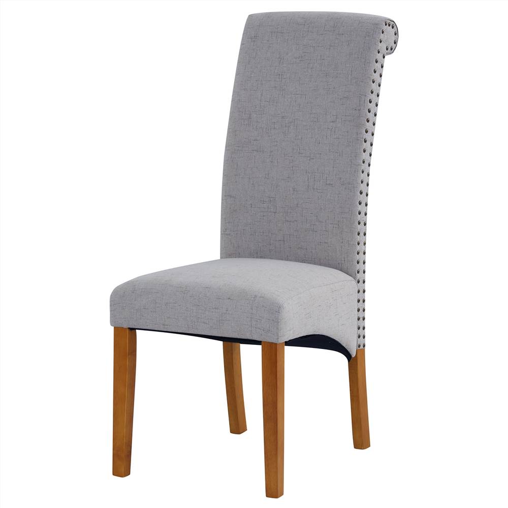 Linen Upholstered Dining Chair Set Of 2, With Backrest And Rubber Wood Feet, For Kitchen, Living Room, Bedroom, Office, Cafe - Light Grey 11 DINNING CHAIR