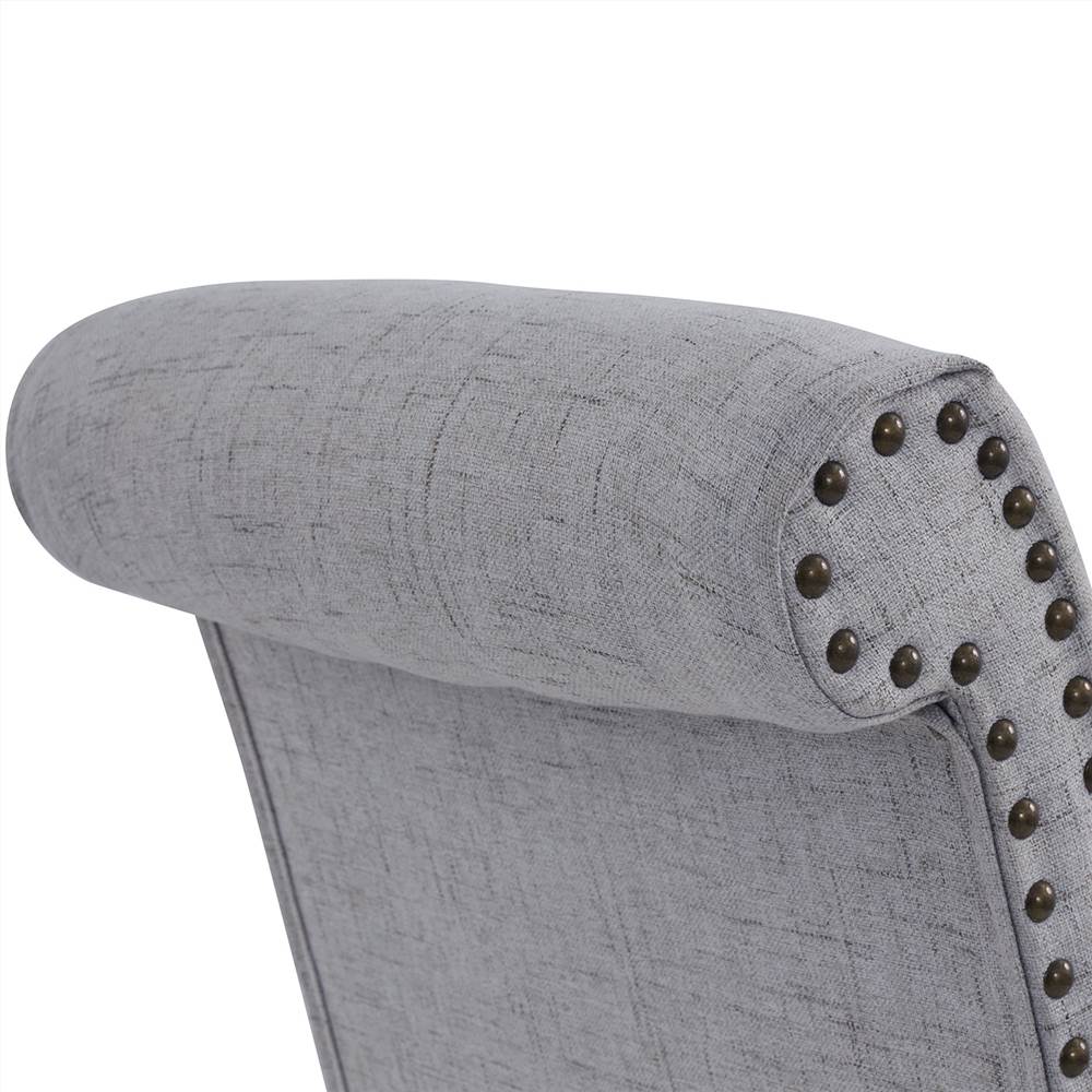 Linen Upholstered Dining Chair Set Of 2, With Backrest And Rubber Wood Feet, For Kitchen, Living Room, Bedroom, Office, Cafe - Light Grey 12 DINNING CHAIR