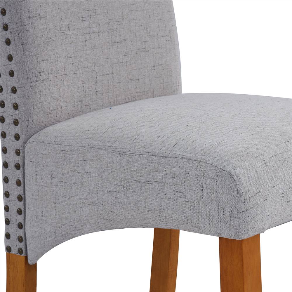 Linen Upholstered Dining Chair Set Of 2, With Backrest And Rubber Wood Feet, For Kitchen, Living Room, Bedroom, Office, Cafe - Light Grey 13 DINNING CHAIR