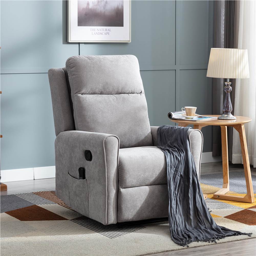 

Orisfur Polyester Electric Heated Massage Recliner with Remote Control and Side Pocket for Living Room, Bedroom, Home Theater, Office - Grey