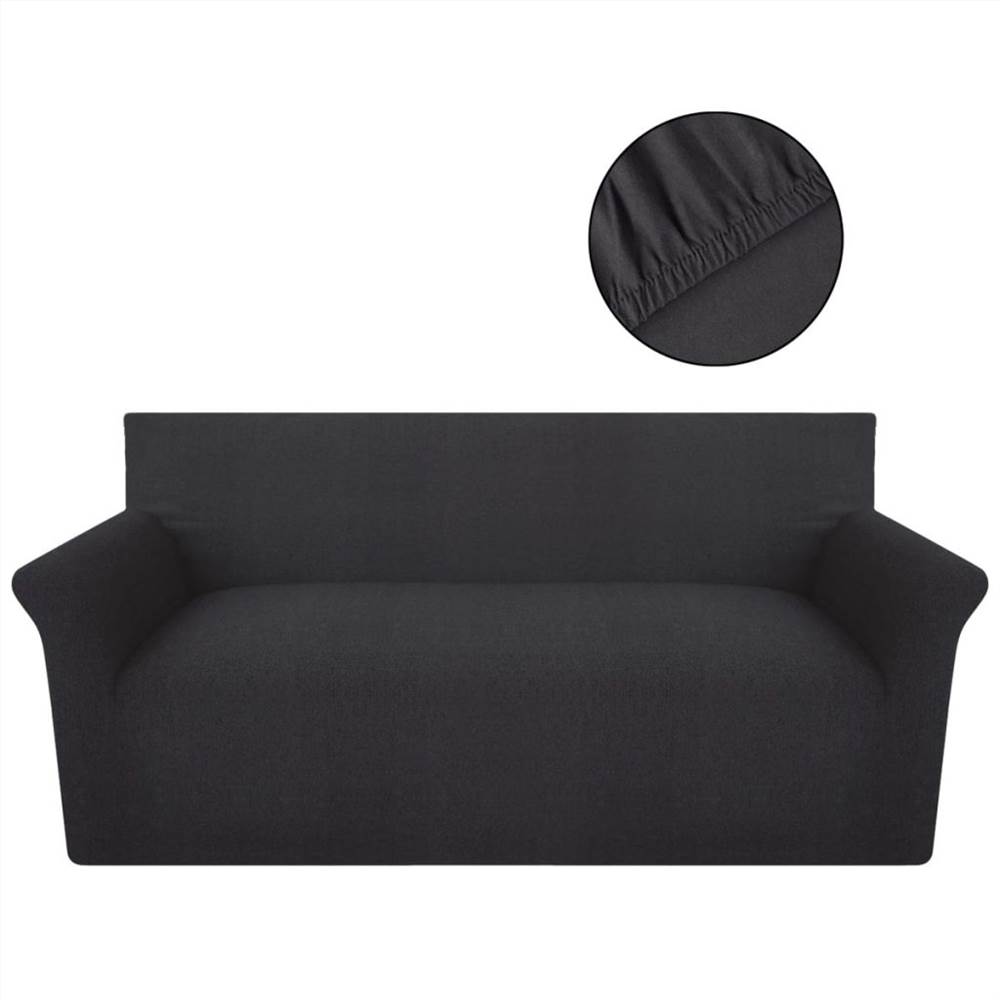 Stretch Couch Slipcover Anthracite Cotton Jersey