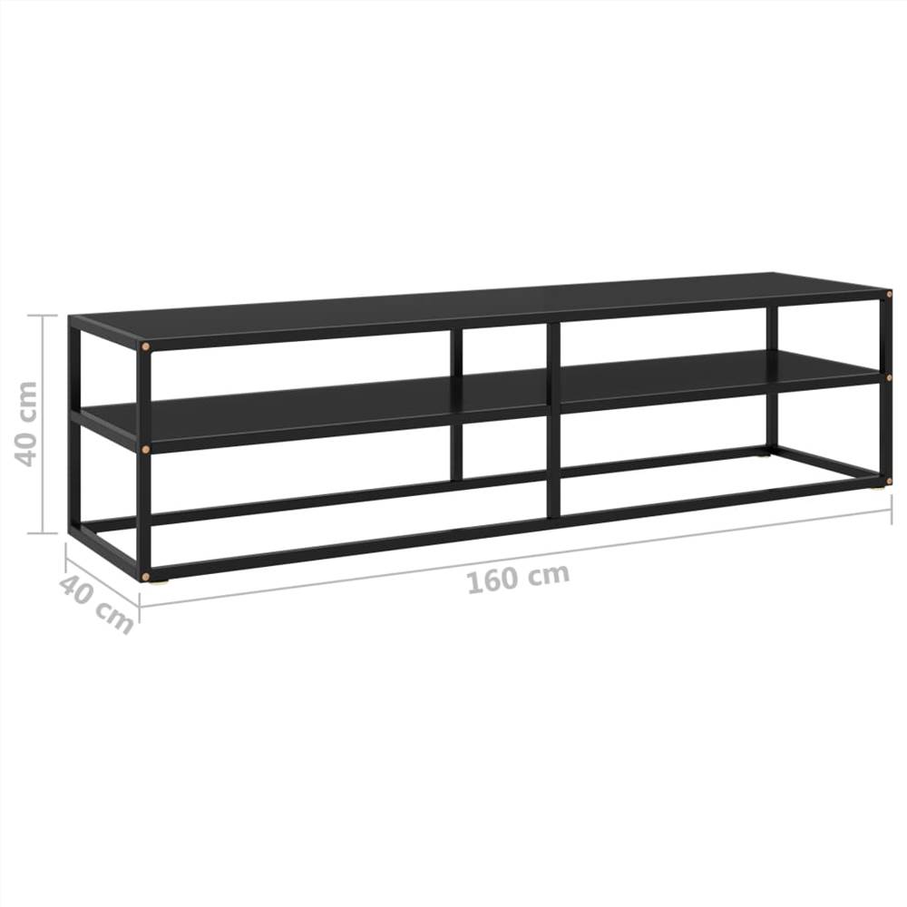 TV Cabinet Black with Black Glass 160x40x40 cm