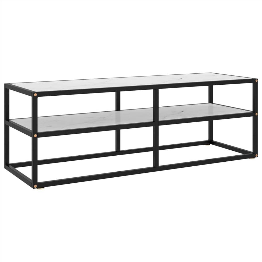 

TV Cabinet Black with White Marble Glass 120x40x40 cm