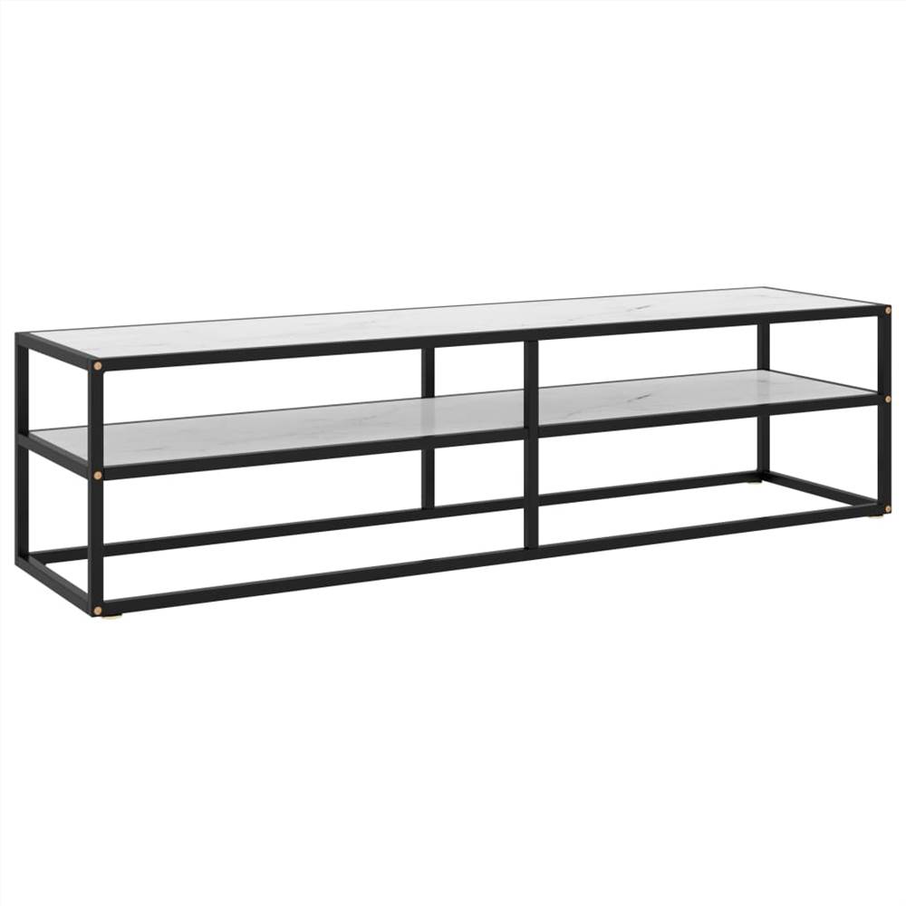 

TV Cabinet Black with White Marble Glass 160x40x40 cm