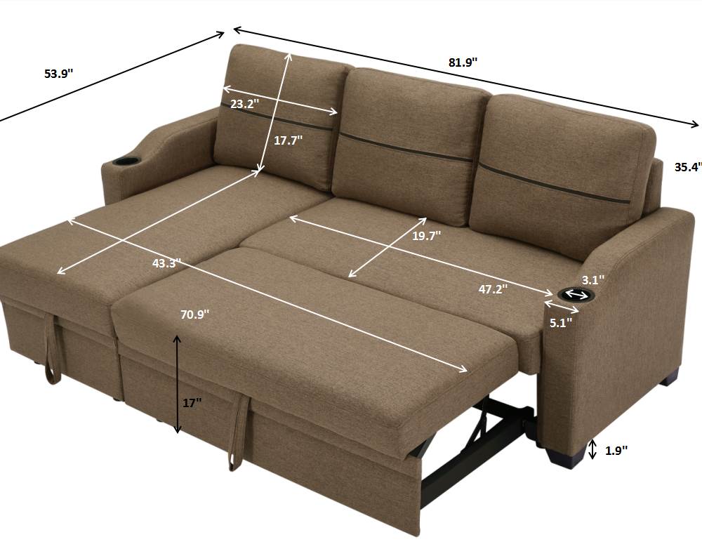 9191  Brown broaching storage sofa