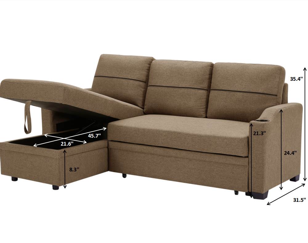 9191  Brown broaching storage sofa