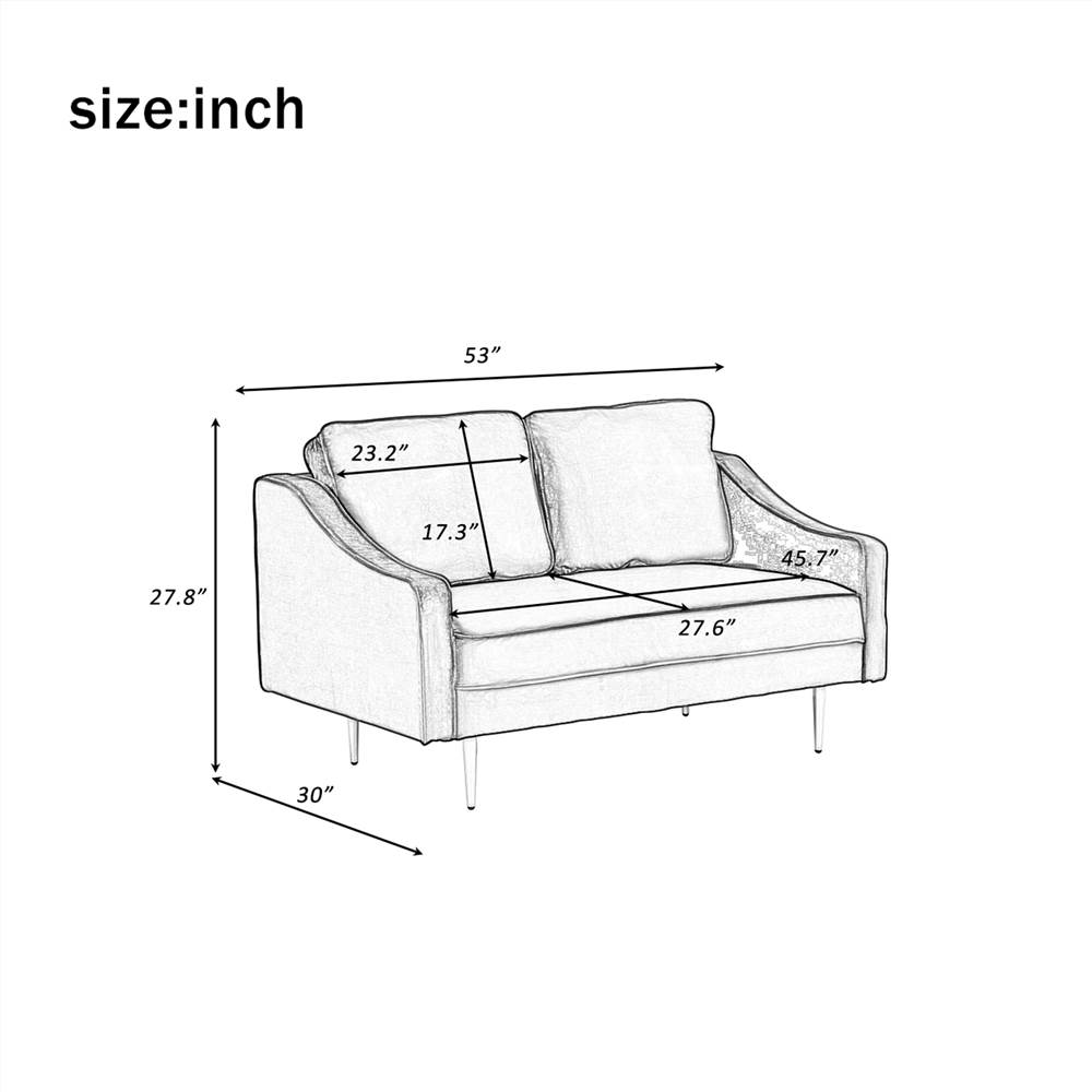 Orisfur 2Seat Velvet Upholstered Sofa Set Black