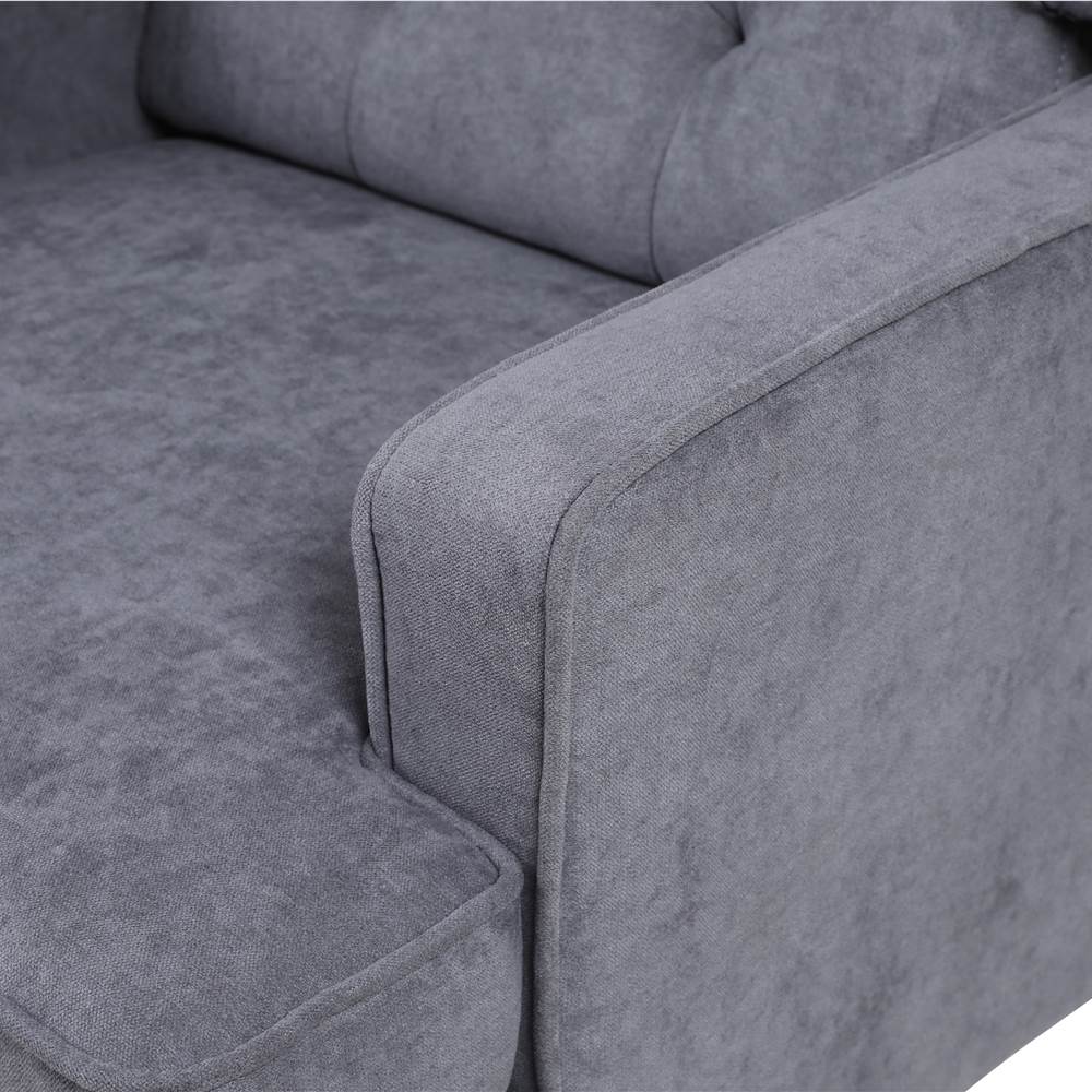COOLMORE Linen Upholstered Rocking Chair With Rubber Wood Feet And High Backrest For Nursery, Living Room, Apartment - Dark Grey 8 COOLMORE living room Comfortable rocking chair accent chair with Dark Grey fabric