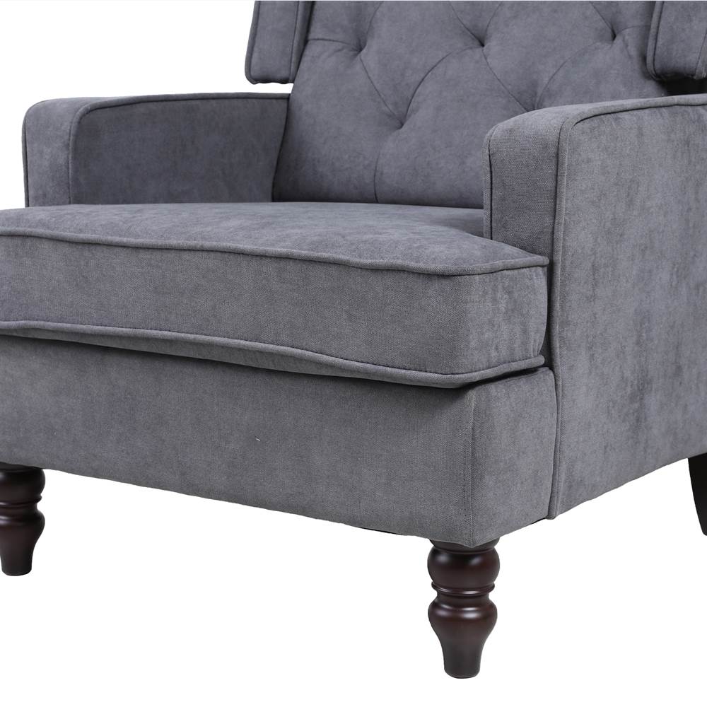 COOLMORE Linen Upholstered Rocking Chair With Rubber Wood Feet And High Backrest For Nursery, Living Room, Apartment - Dark Grey 10 COOLMORE living room Comfortable rocking chair accent chair with Dark Grey fabric