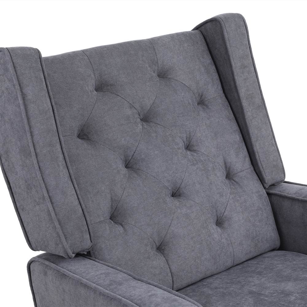 COOLMORE Linen Upholstered Rocking Chair With Rubber Wood Feet And High Backrest For Nursery, Living Room, Apartment - Dark Grey 14 COOLMORE living room Comfortable rocking chair accent chair with Dark Grey fabric