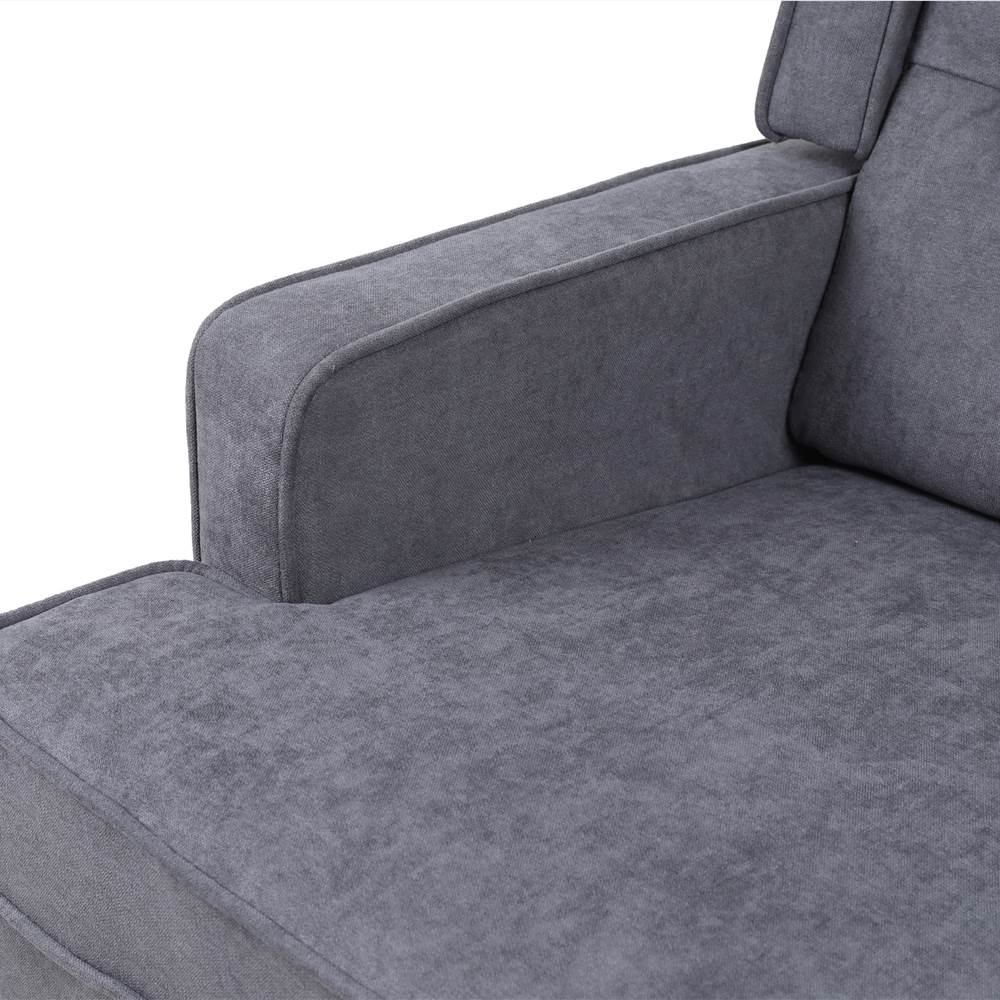 COOLMORE Linen Upholstered Rocking Chair With Rubber Wood Feet And High Backrest For Nursery, Living Room, Apartment - Dark Grey 15 COOLMORE living room Comfortable rocking chair accent chair with Dark Grey fabric