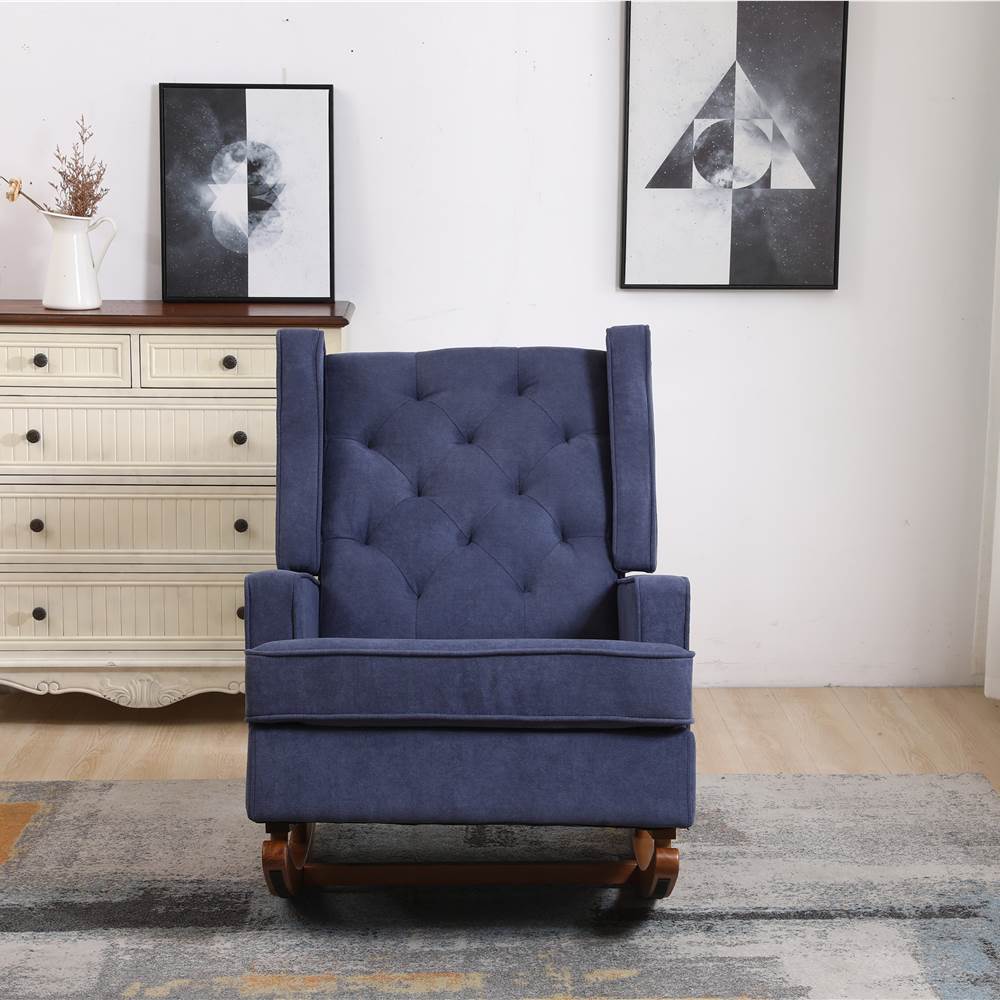 COOLMORE living room Comfortable rocking chair accent chair Navy fabric