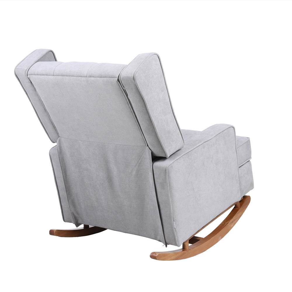 COOLMORE living room Comfortable rocking chair accent chair with light grey fabric