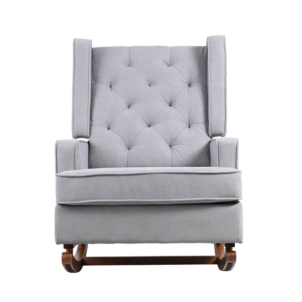 COOLMORE living room Comfortable rocking chair accent chair with light grey fabric