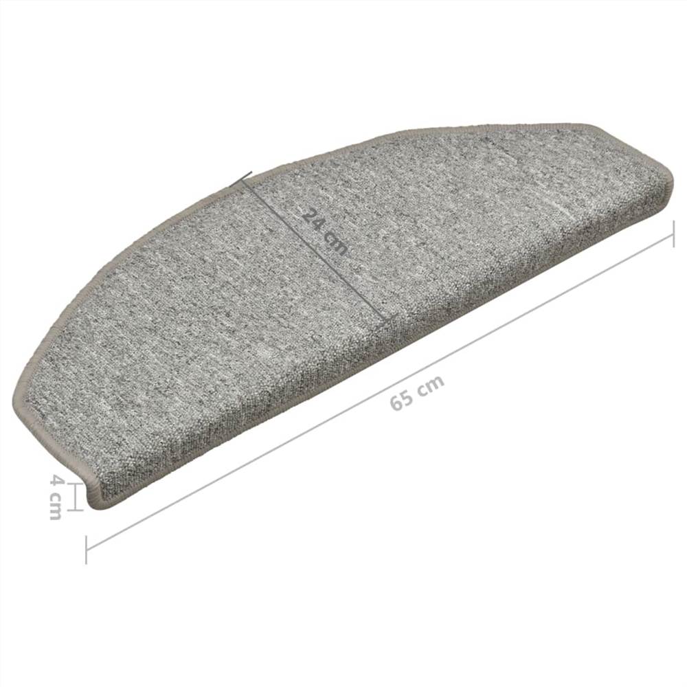 Carpet Stair Treads 15 pcs Light Grey 65x24x4 cm