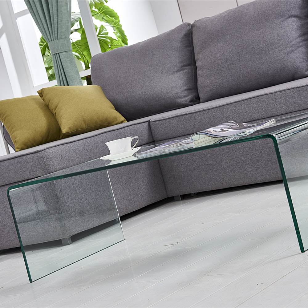 

39. 4" Tempered Glass Coffee Table for Living Room, Office, Apartment, Restaurant - Transparent