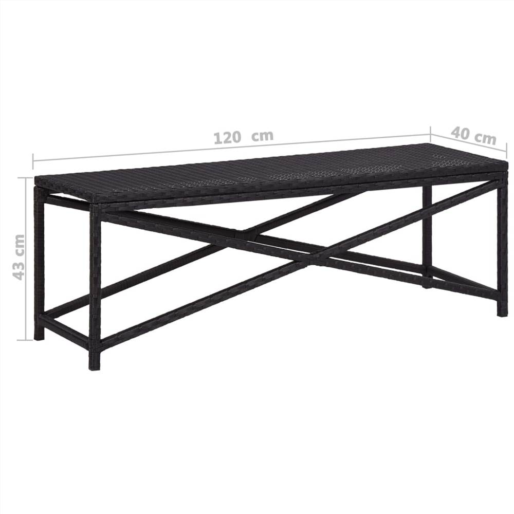 Garden Bench 120 cm Poly Rattan Black