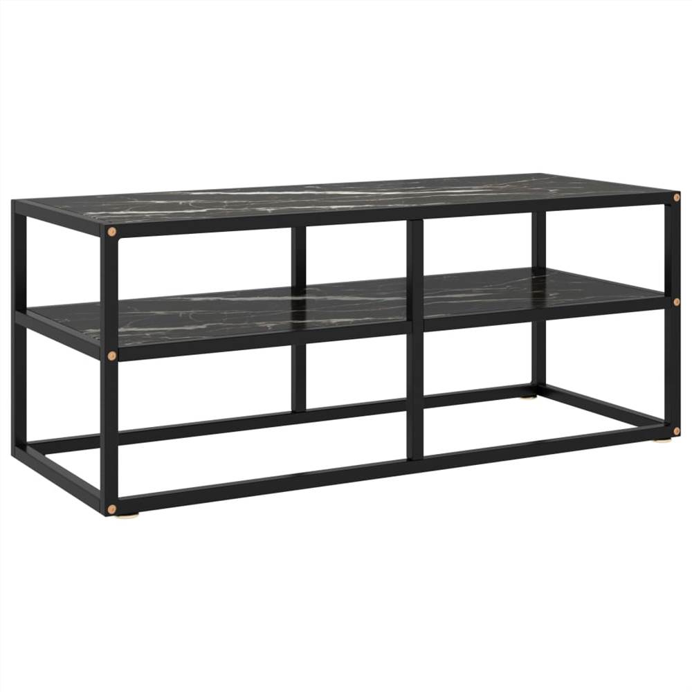 

TV Cabinet Black with Black Marble Glass 100x40x40 cm