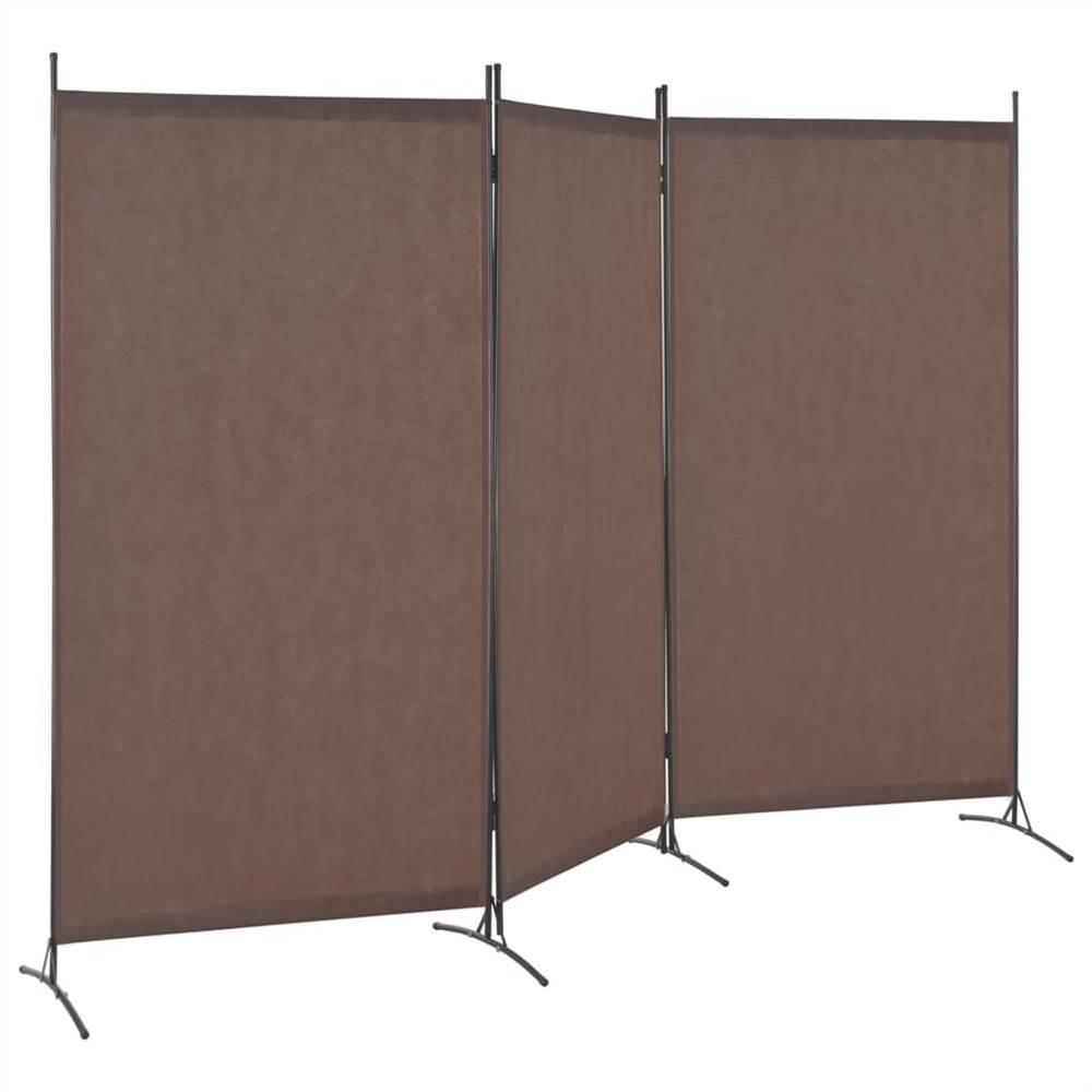 3-Panel Room Divider Brown 260x180 cm