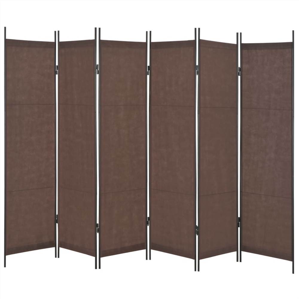 6-Panel Room Divider Brown 300x180 cm