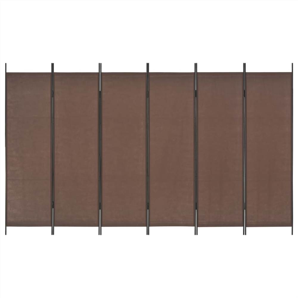 6-Panel Room Divider Brown 300x180 cm