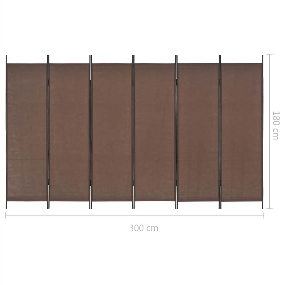 6-Panel Room Divider Brown 300x180 cm