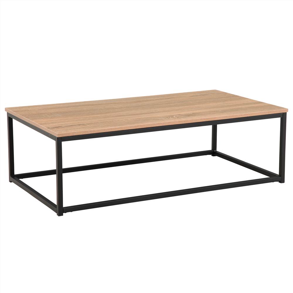 

Rectangular Coffee Table MDF Desktop Iron Frame Steel Legs for Kitchen, Restaurant, Office, Living Room, Outdoor - Oak