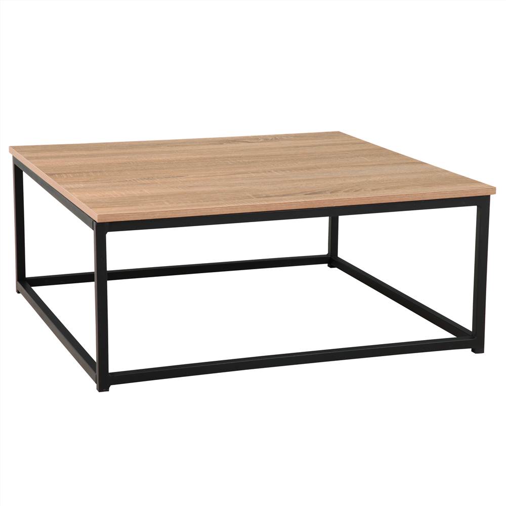 

Square Coffee Table MDF Desktop Iron Frame Steel Legs for Kitchen, Restaurant, Office, Living Room, Outdoor - Oak