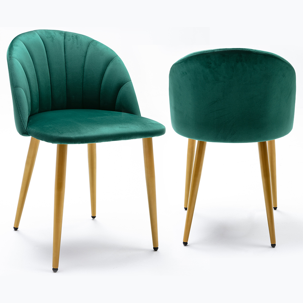 

HengMing Velvet Dining Chair Set of 2, with Curved Backrest and Metal Legs for Living Room, Bedroom, Office, Restaurant, Apartment - Green