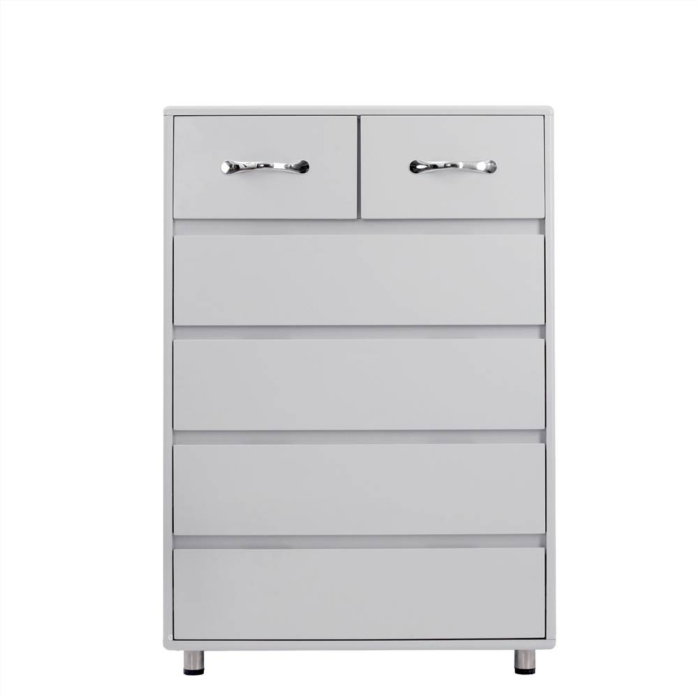 

MDF Waterproof Storage Cabinet Height Adjustable with 6 Drawers of Different Sizes, for Home, Office, Dining Room, Bedroom - Grey
