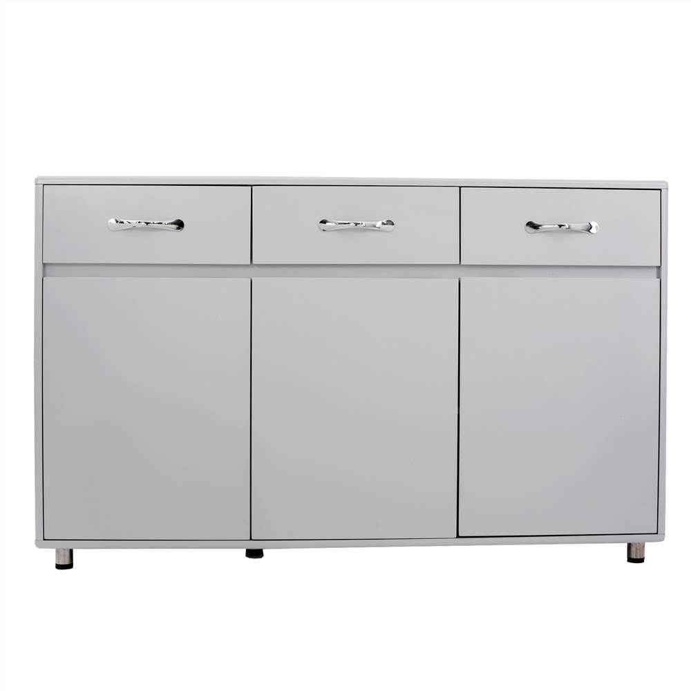 MDF Waterproof Storage Cabinet Height Adjustable with 3 Drawers and 3 Doors, for Home, Office, Dining Room, Bedroom - Grey