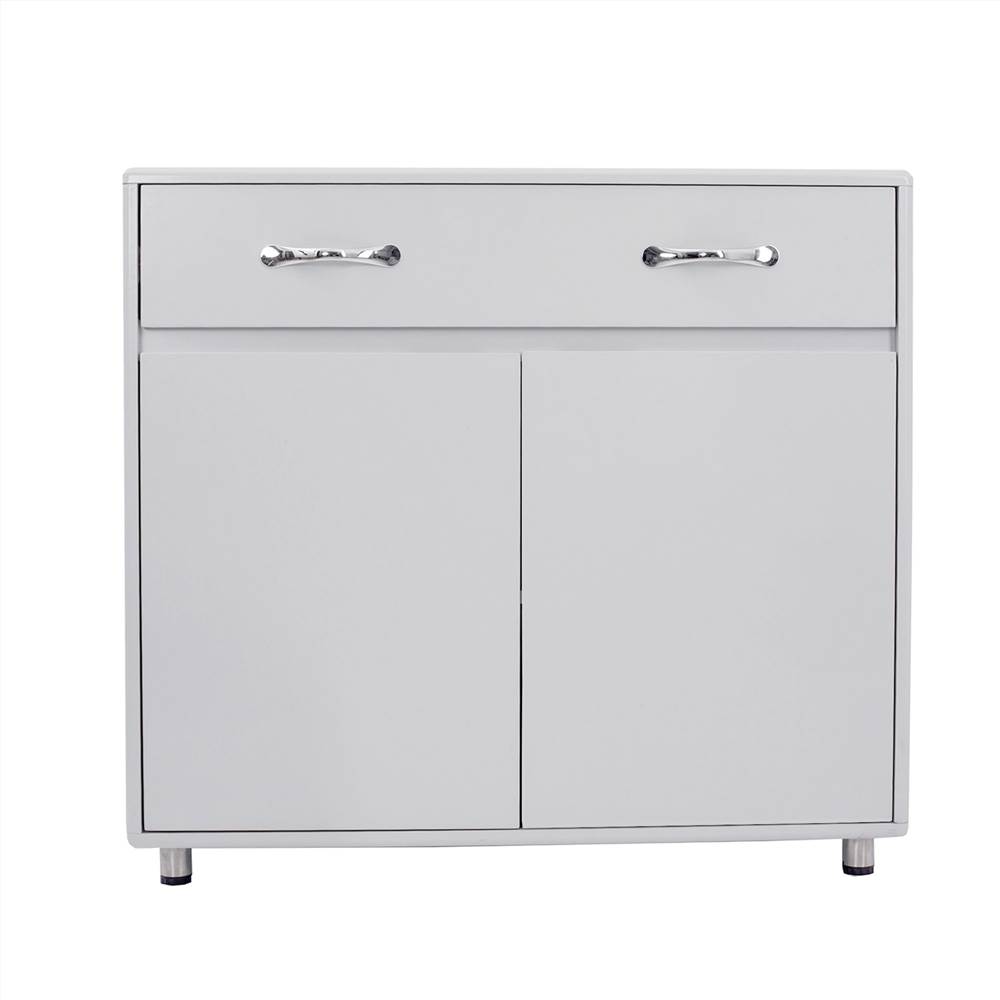 

MDF Waterproof Storage Cabinet Height Adjustable with 1 Drawers and 3 Doors, for Home, Office, Dining Room, Bedroom - Grey