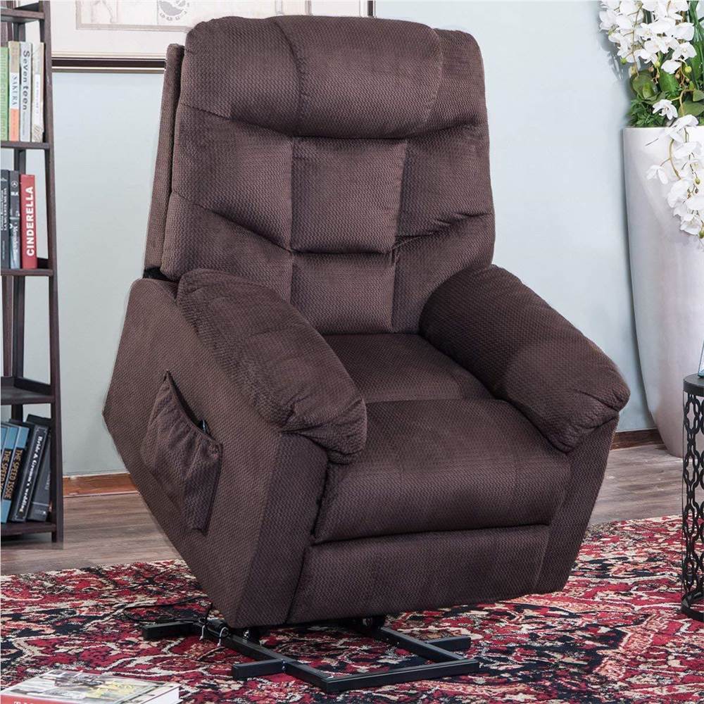 

Orisfur Polyester Fabric Upholstered Electric Lift Recliner with High Backrest and Remote Control for Home Theater, Office, Living Room - Espresso