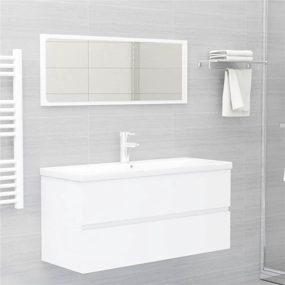 

2 Piece Bathroom Furniture Set White Chipboard