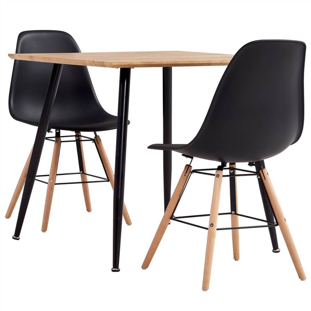 

3 Piece Dining Set Plastic Black