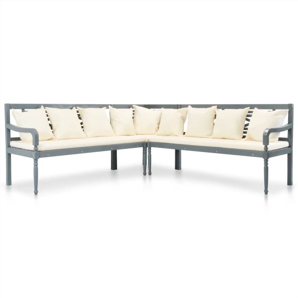 

42628 3 Piece Garden Sofa with Cushions Solid Acacia Wood Grey