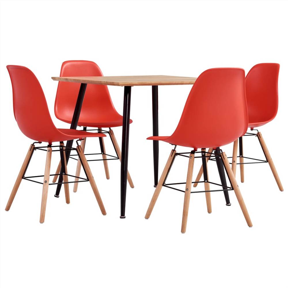 

5 Piece Dining Set Plastic Red