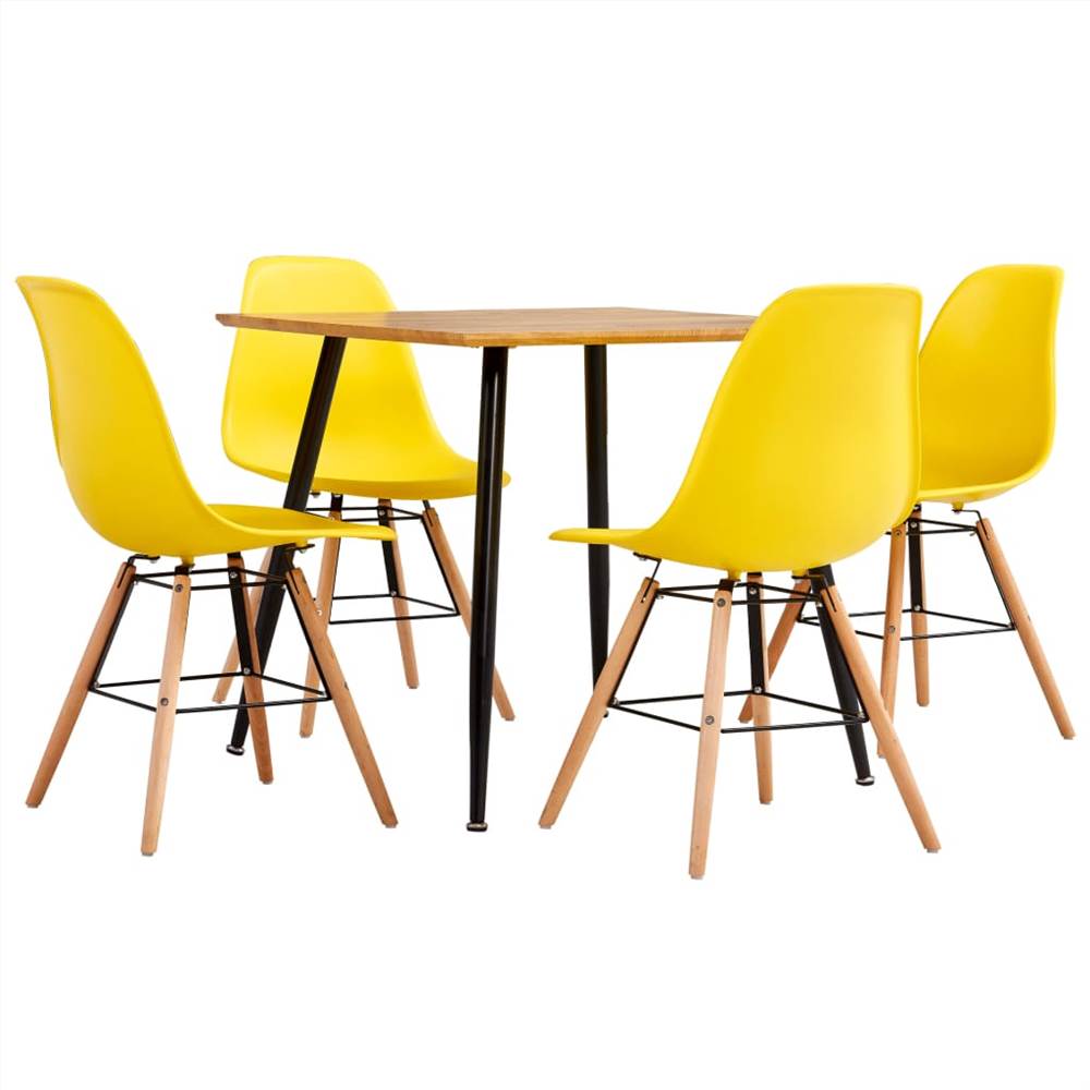 

5 Piece Dining Set Plastic Yellow