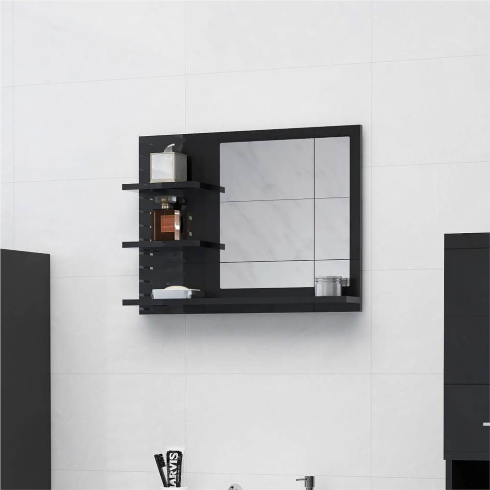 

Bathroom Mirror High Gloss Black 60x10.5x45 cm Chipboard
