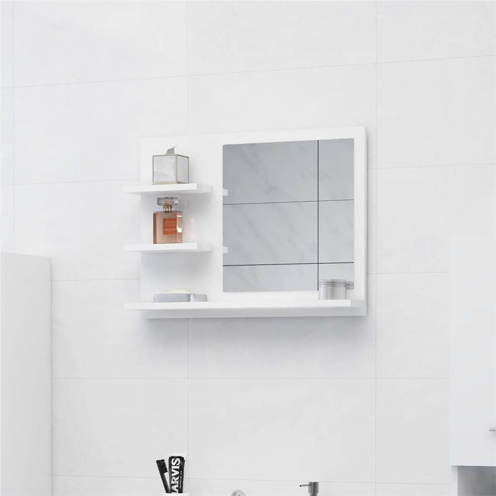 

Bathroom Mirror High Gloss White 60x10.5x45 cm Chipboard