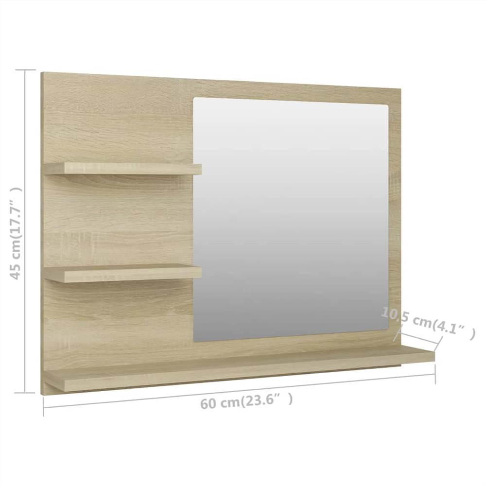 Bathroom Mirror Sonoma Oak 60x10.5x45 cm Chipboard